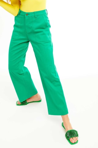 Wijde 7/8 Jeans hoge taille Henry - Donkergroen