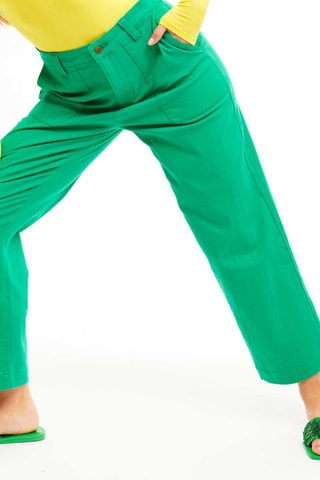 Wijde 7/8 Jeans hoge taille Henry - Donkergroen