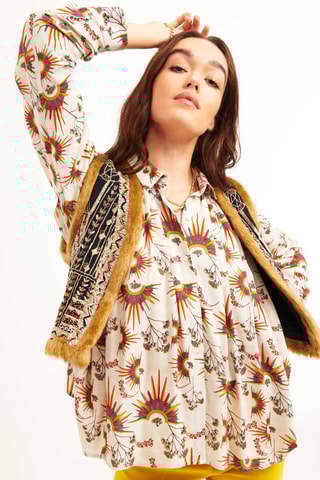 Wijde Blouse Aponi – Beige