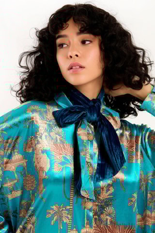 Velours Stropdas Gaston- Marineblauw