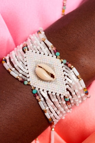 Manchetarmband Chokohona - Hematieten, Amazonieten, Granaten en Zirkonia’s 