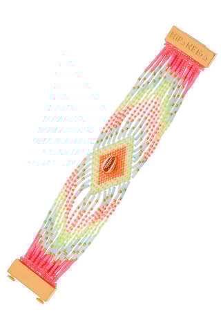 Manchetarmband Chokohona - Goudkleurig en Wit 