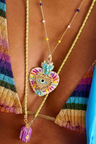 Lange Ketting Fortuna - Goudkleurig en Hemelsblauw