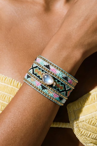 Manchetarmband Amytwin - Roze en Lichtblauw