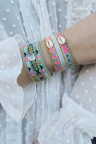 Manchetarmband Amytwin - Roze en Lichtblauw