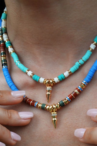 Ketting Jaipur Aqua - Goudkleurig