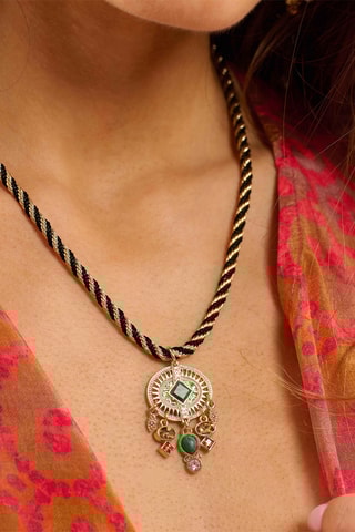 Ketting Verguld met Geelgoud Krush - Malachiet