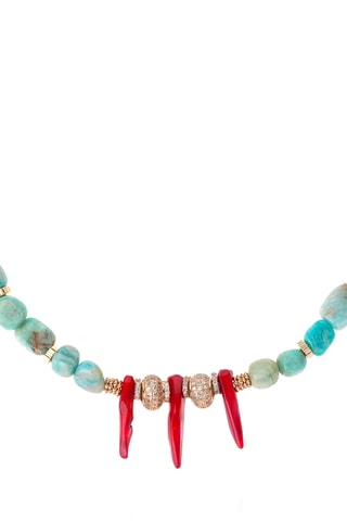 Ketting Verguld met Geelgoud Marcel - Amazonieten en Zirkonia's 