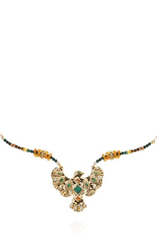 Lange Ketting Verguld met Geelgoud Mariachi - Malachieten