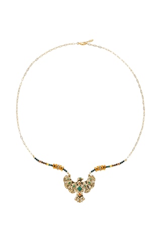 Lange Ketting Verguld met Geelgoud Mariachi - Malachieten