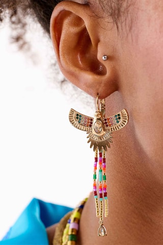 Oorbellen Teresina - Goudkleurig en Fuchsia