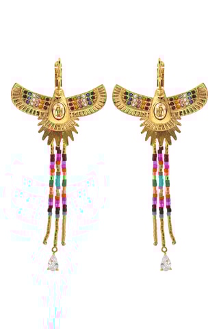 Oorbellen Teresina - Goudkleurig en Fuchsia