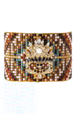 Manchetarmband Tomer - Goudkleurig en Wit