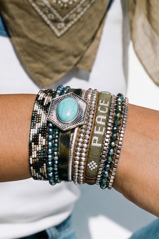 Manchetarmband Greanpeace - Kaki en Turquoise