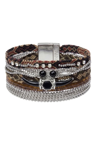 Manchetarmband Montana - Zilverkleurig en Wit