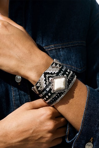 Manchetarmband Seattle - Zilverkleurig en Wit