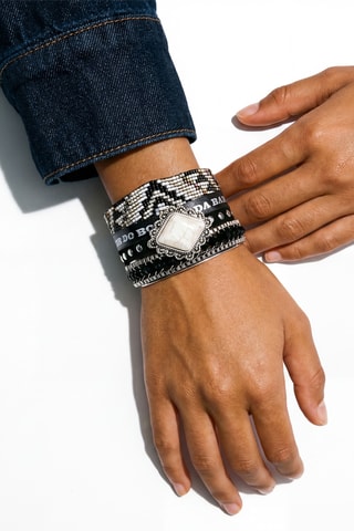Manchetarmband Seattle - Zilverkleurig en Wit