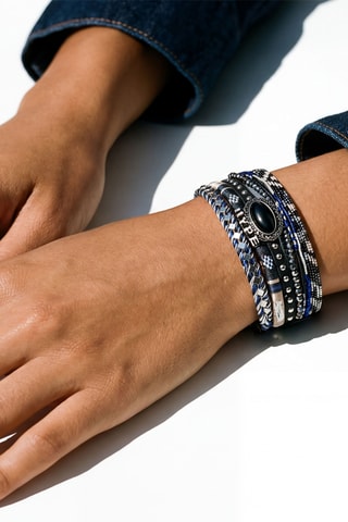 Manchetarmband Silverhype - Zilverkleurig en Zwart