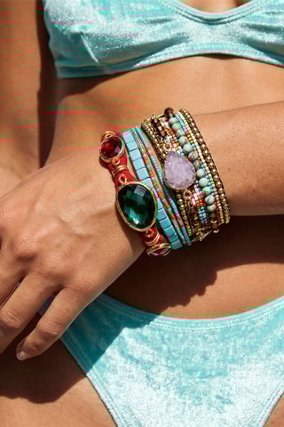 Manchetarmband Tango - Rood en Turquoise