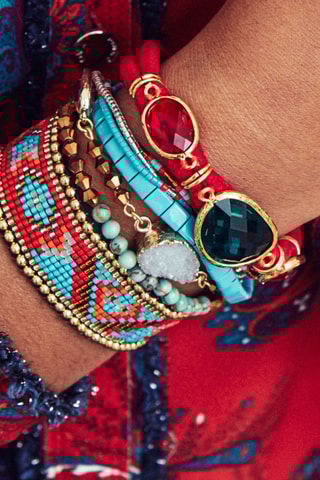 Manchetarmband Tango - Rood en Turquoise