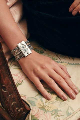 Manchetarmband Santafe - Zilverkleurig en Wit