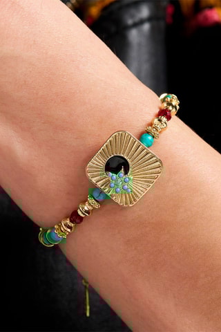 Armband Verguld met Geelgoud Toutank - Turkooizen en Robijnen