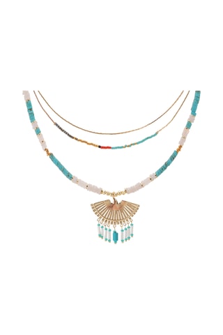 Ketting Verguld met Geelgoud Aloni - Turkooizen en Hematieten