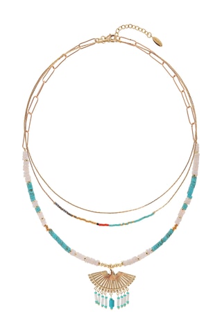 Ketting Verguld met Geelgoud Aloni - Turkooizen en Hematieten