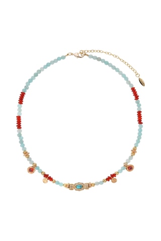 Ketting Verguld met Geelgoud Anatolya - Amazonieten, Agaten en Turkooizen