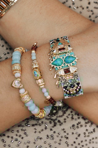 Armband Verguld met Geelgoud Banu - Agaten, Zirkonia’s & Turkoois