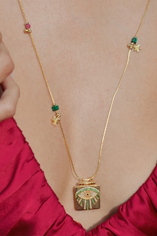 Lange Ketting Verguld met Geelgoud Bless - Zirkonia’s