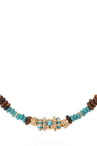 Ketting Verguld met Geelgoud Cayro - Amazonieten & Tijgerogen