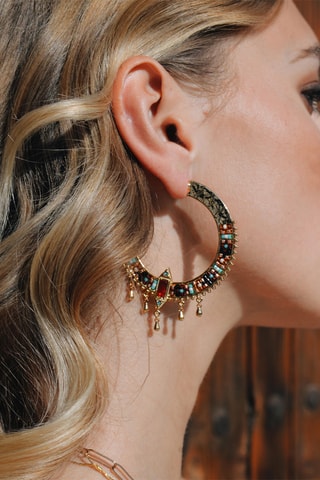 Creolen Verguld met Geelgoud Carmelle - Barnsteen