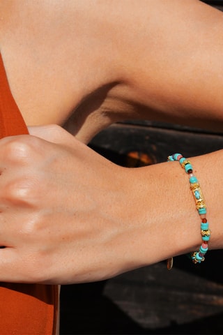 Armband Verguld met Geelgoud Doja - Zirkonia's en Turkooizen