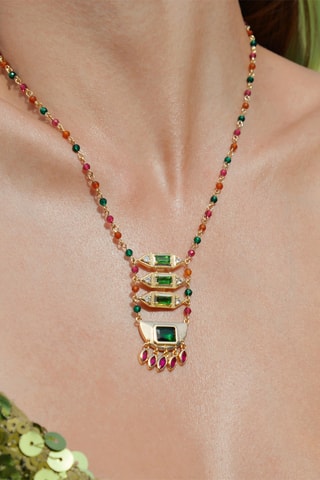 Ketting Verguld met Geelgoud Finaya - Agaten en Zirkonia’s