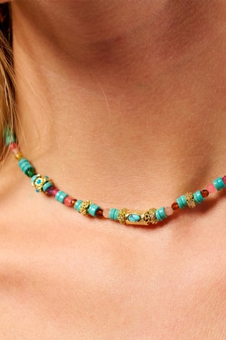 Ketting Verguld met Geelgoud Galilea - Zirkonia’s, Agaten en Turkooizen