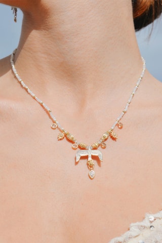 Ketting Verguld met Geelgoud Gallica - Zirkonia's en Maanstenen