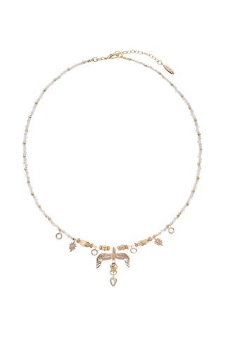 Ketting Verguld met Geelgoud Gallica - Zirkonia's en Maanstenen