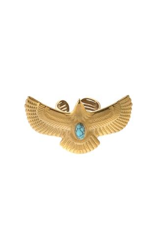 Ring Verguld met Geelgoud Holya - Turquoise