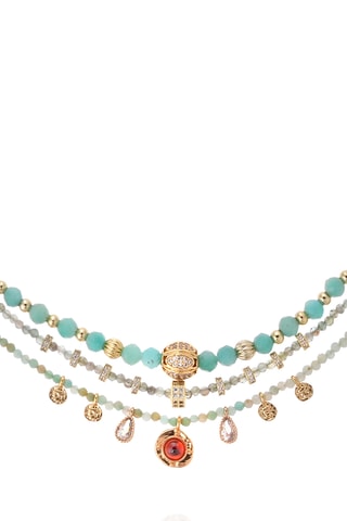 Ketting Verguld met Geelgoud Jolane - Zirkonia’s, Amazonieten en Maanstenen