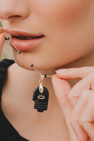 Ketting Verguld met Geelgoud Kika - Onyx en Zirkonia’s