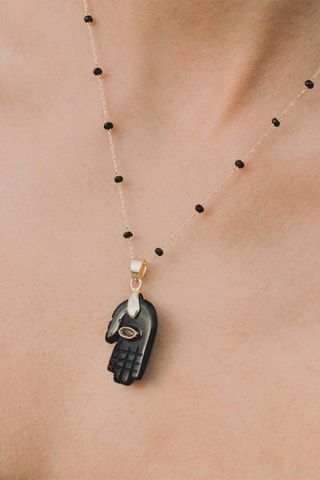 Ketting Verguld met Geelgoud Kika - Onyx en Zirkonia’s