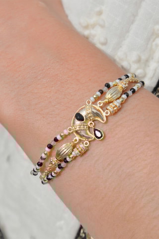 Armband Verguld met Geelgoud Manalou - Labradorieten, Opalen en Zikronia’s