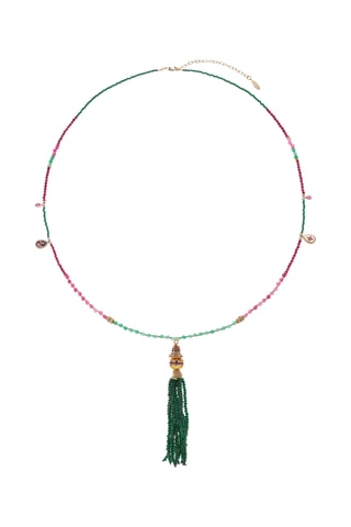 Lange Ketting Verguld met Geelgoud Miraj - Agaten en Zirkonia’s