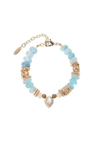 Armband Verguld met Geelgoud Olie - Amazonieten en Zirkonia's