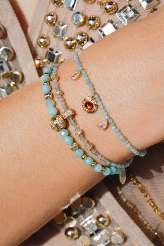 Armband Verguld met Geelgoud Panto - Amazonieten, Maansteen en Zirkonia's