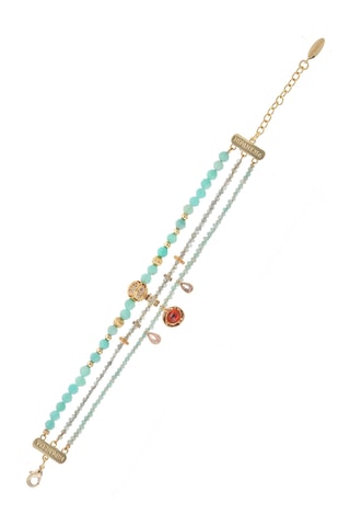 Armband Verguld met Geelgoud Panto - Amazonieten, Maansteen en Zirkonia's