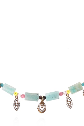 Ketting Verguld met Geelgoud Piad - Amazonieten en Zirkonia's