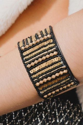 Manchetarmband Ruada - Zwart en Goudkleurig