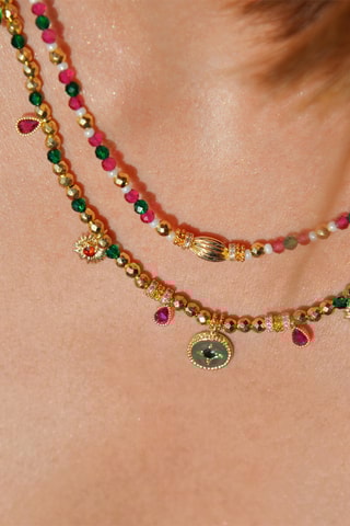 Ketting Verguld met Geelgoud Sherazad - Hematieten, agaten en zirkonia’s